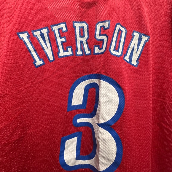 Allen Iverson #3 Philadelphia 76ers Reebok NBA red variation jersey 2XL … - Picture 7 of 10